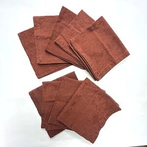 Zara Home Rust Cotton Jacquard Napkin Set of 9 16x16 Textured Floral Table Decor